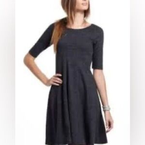 Anthropologie Ganni Dark Heather gray dress with short sleeves & flared skirt. S